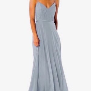 Brideside Bridesmaid Cher Dress in Dusty Blue (WORN ONCE)